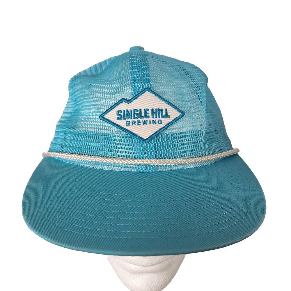Single Hill Brewing Cap Hat Beer Drink Snapback Rope Trucker Mesh Turquoise